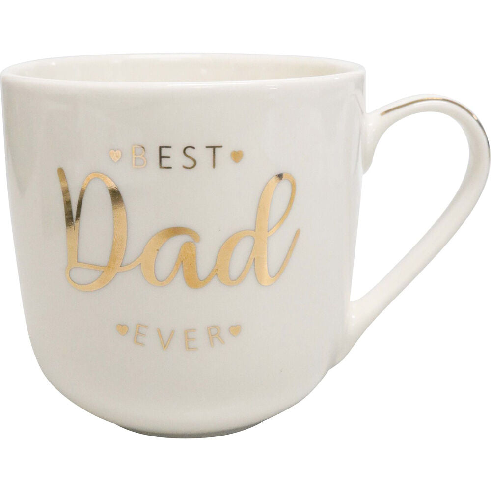 2PK LVD New Bone China Dad Gift Mug Drinking Cup 9.5x5x9.5cm White/Gold