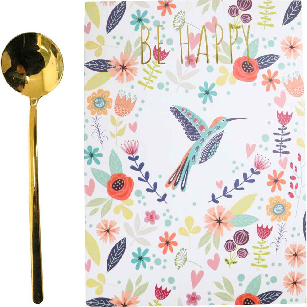 3pc LVD New Bone China Gift Mug/A6 Notebook/Spoon Set 10x6.5x10cm Floral
