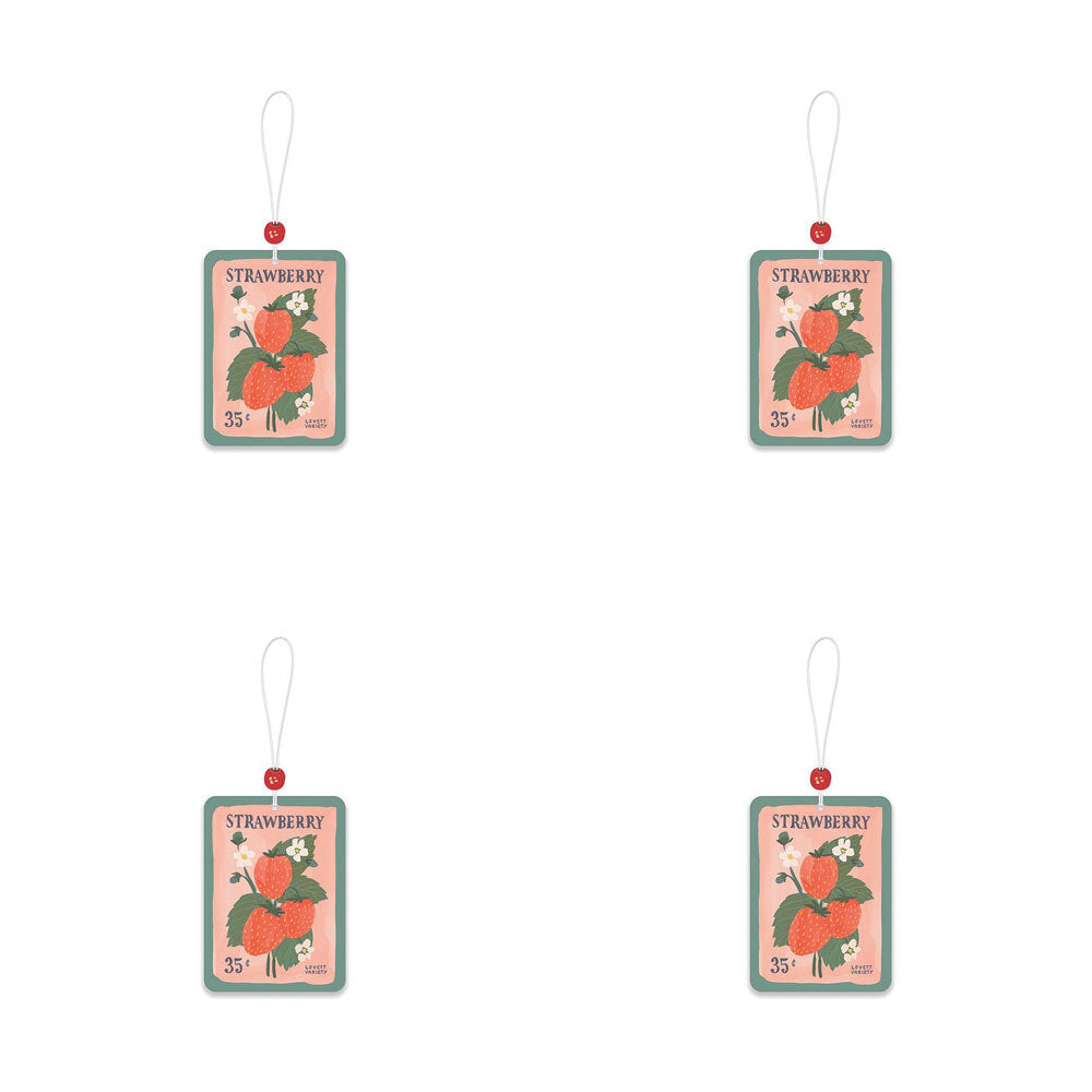 4x 2pc Studio Oh Hanging Car Air Freshener - Strawberry Seeds