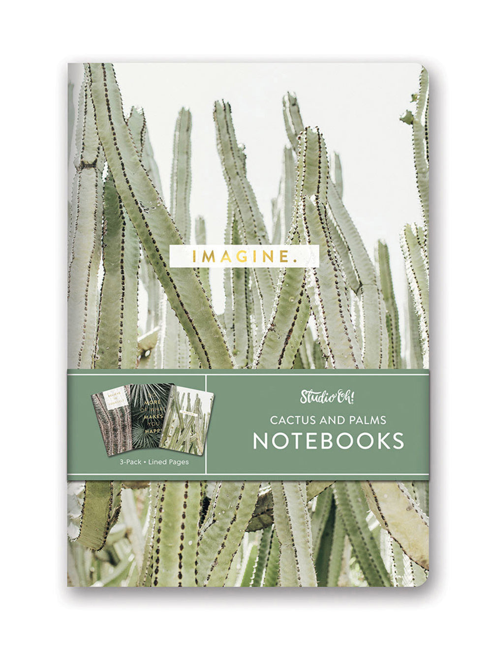 3x 3pc Studio Oh Notebook Journals Writing Stationery 80Pgs/Each Cactus/Palms