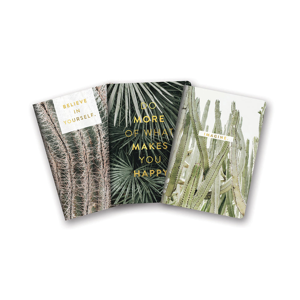 3x 3pc Studio Oh Notebook Journals Writing Stationery 80Pgs/Each Cactus/Palms