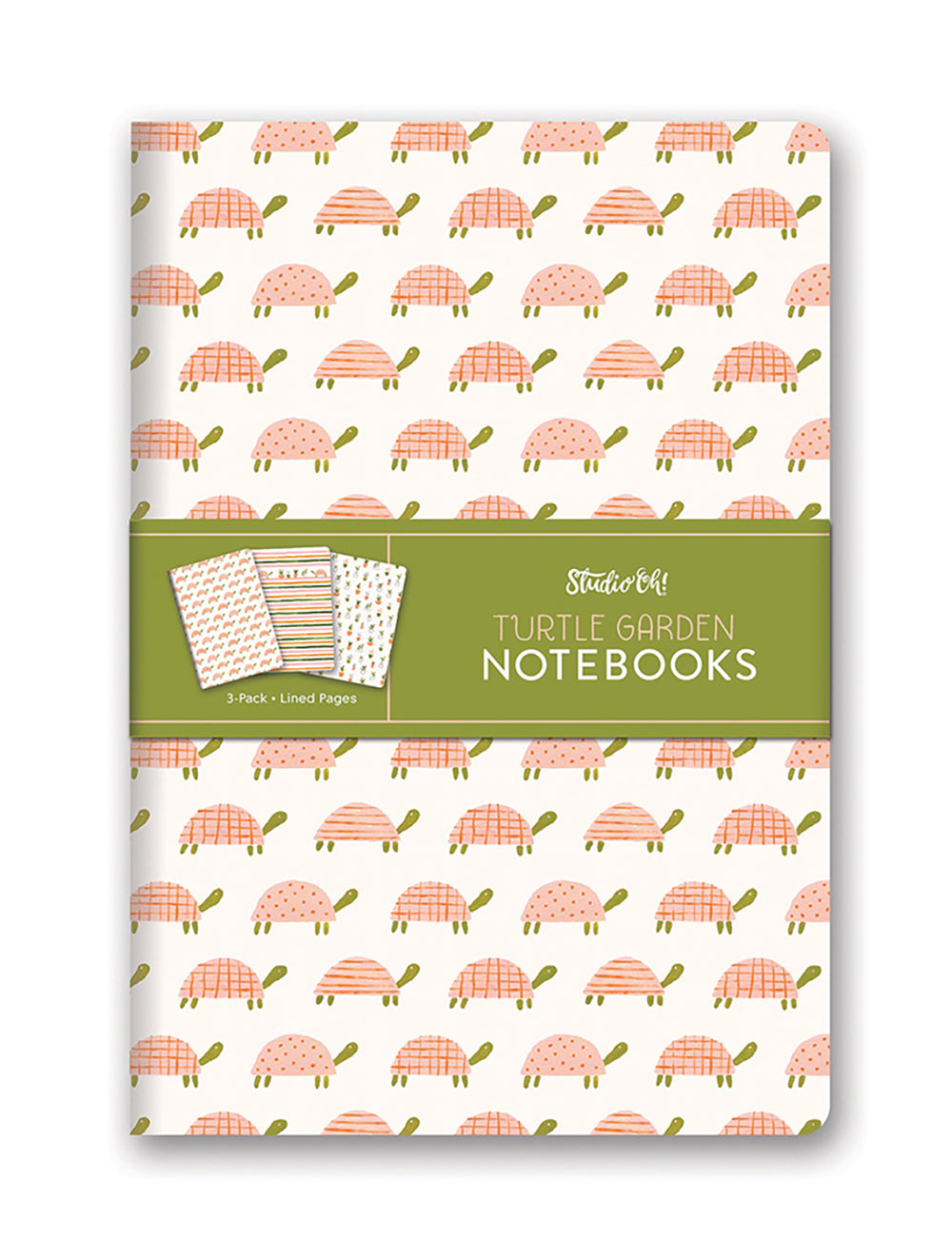 3x 3pc Studio Oh Notebook Journals Writing Stationery 80Pgs/Each Turtle Garden