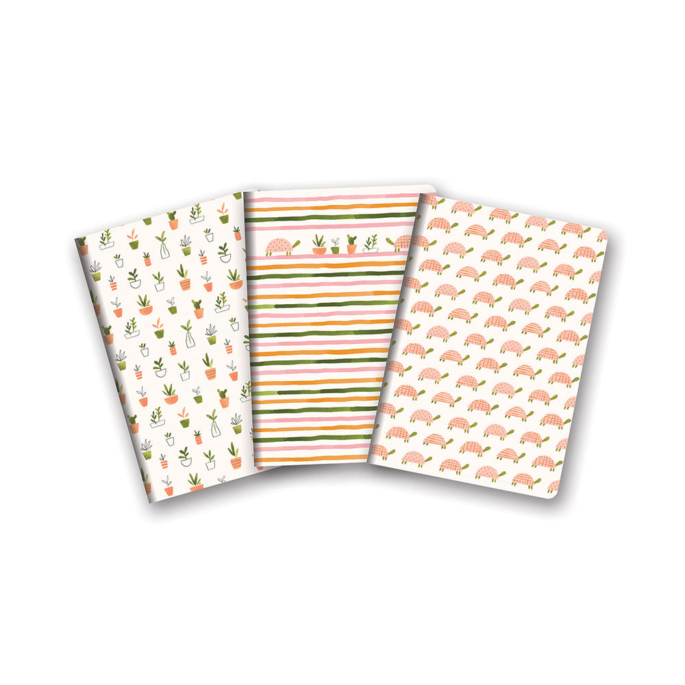 3x 3pc Studio Oh Notebook Journals Writing Stationery 80Pgs/Each Turtle Garden