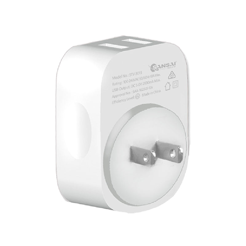 2PK Sansai Travel Adaptor w/ USB-C And USB-A Port - AU/Japan Region