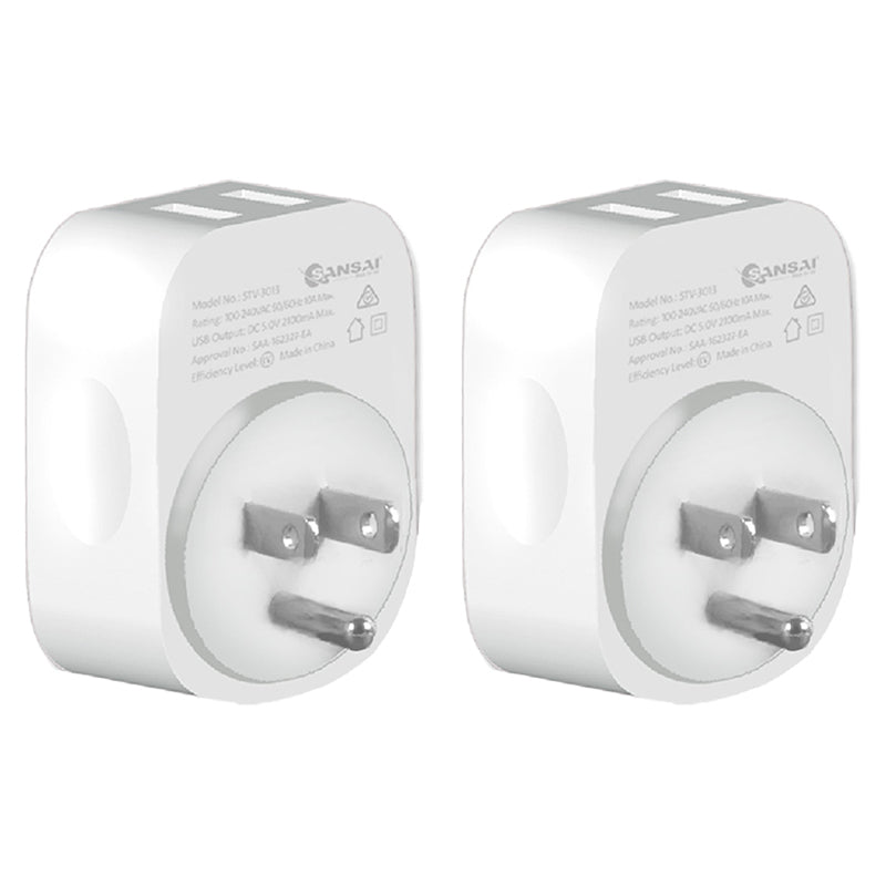 2PK Sansai Travel Adaptor w/ USB-C And USB-A Port - AU/USA Region