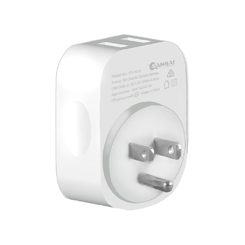2PK Sansai Travel Adaptor w/ USB-C And USB-A Port - AU/USA Region