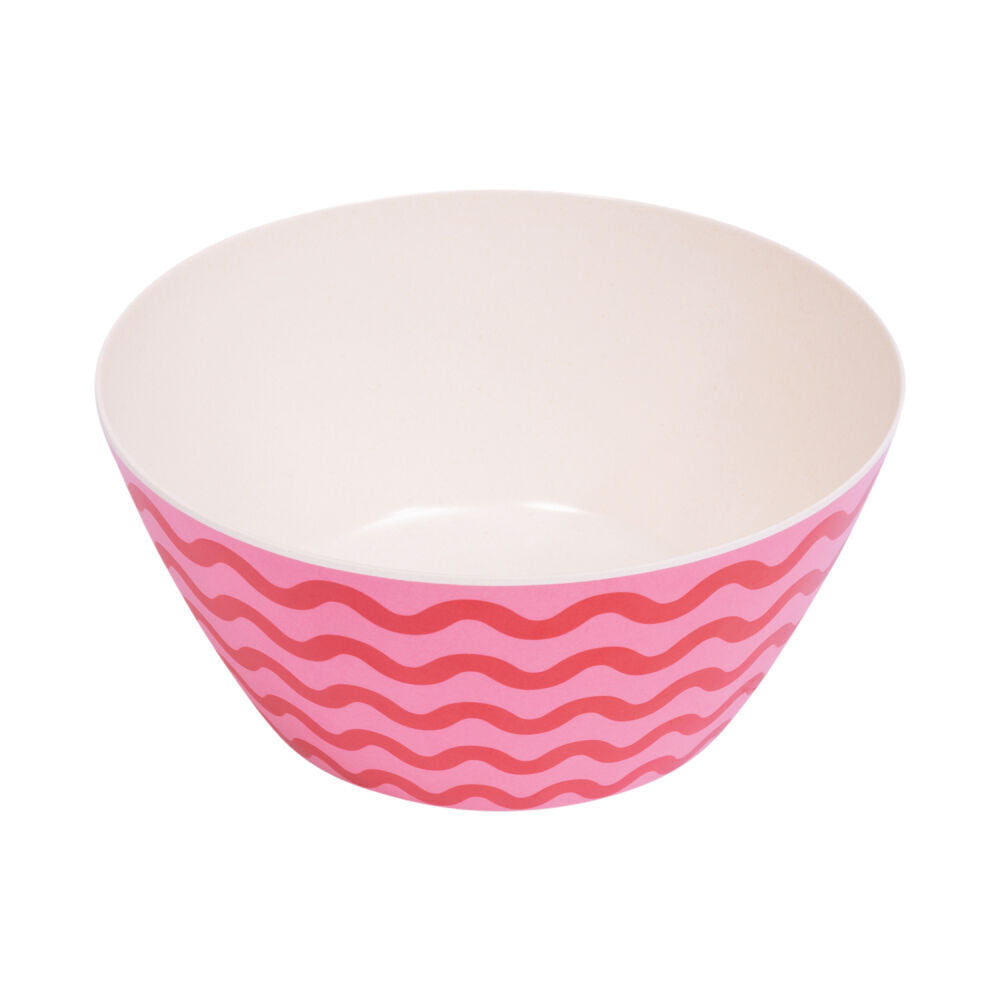 2PK Splosh Summer Waves Bamboo Melamine Salad Serving Bowl 24cm Round Pink