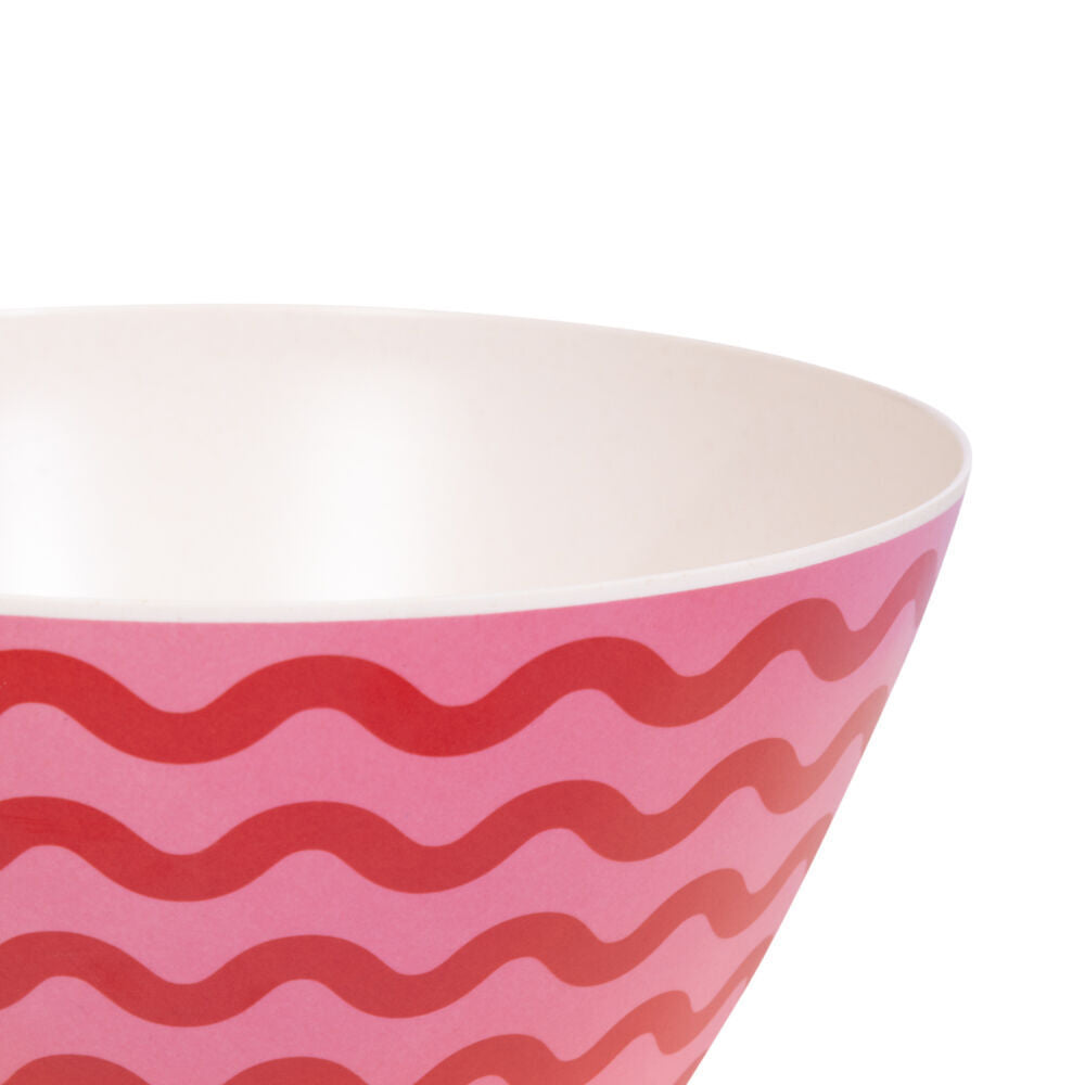 2PK Splosh Summer Waves Bamboo Melamine Salad Serving Bowl 24cm Round Pink