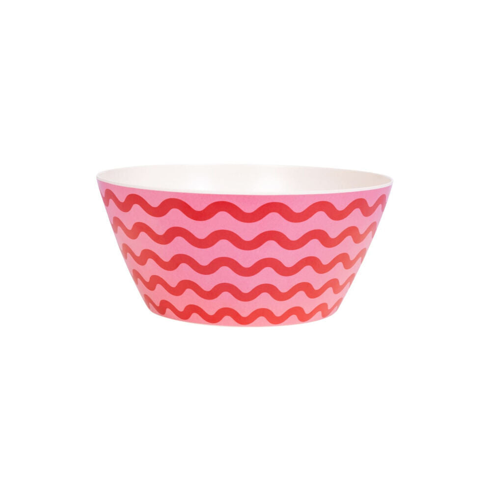 2PK Splosh Summer Waves Bamboo Melamine Salad Serving Bowl 24cm Round Pink