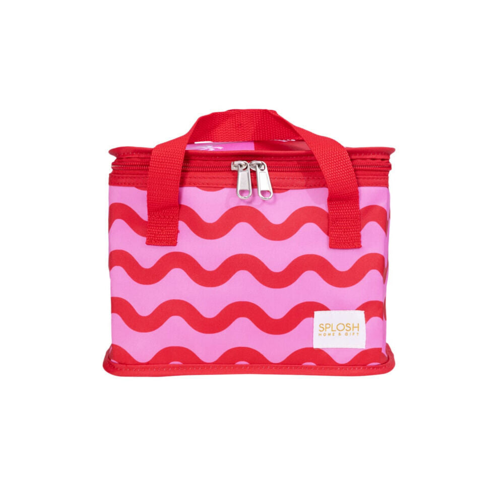 4PK Splosh Summer Waves Insulated Soft Lunch Tote Bag 24x17cm Food Carrier Pink