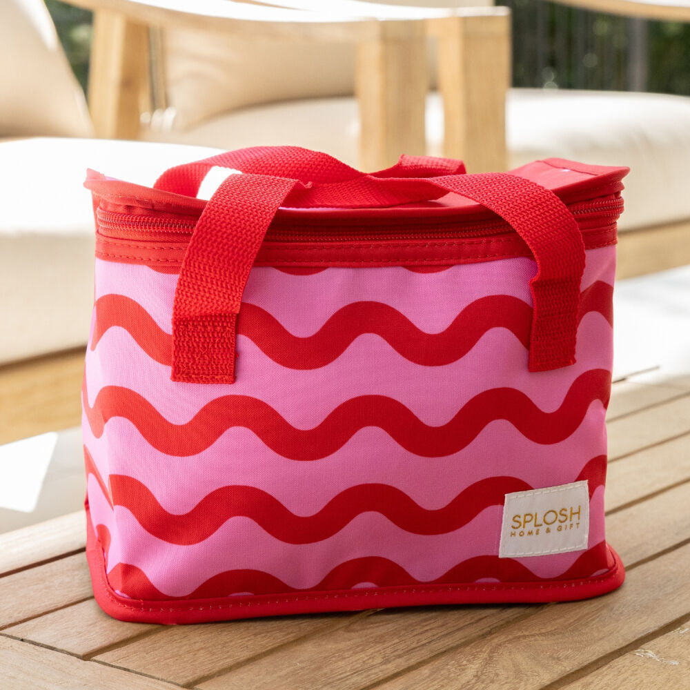 4PK Splosh Summer Waves Insulated Soft Lunch Tote Bag 24x17cm Food Carrier Pink