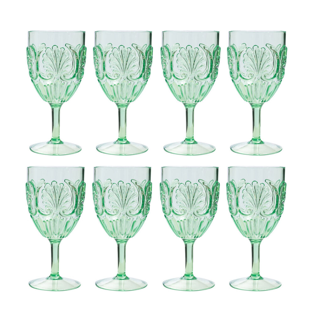 4x 2pc Splosh Summer Pop Outdoor Acrylic Wine Glass Set 390ml/19cm Green
