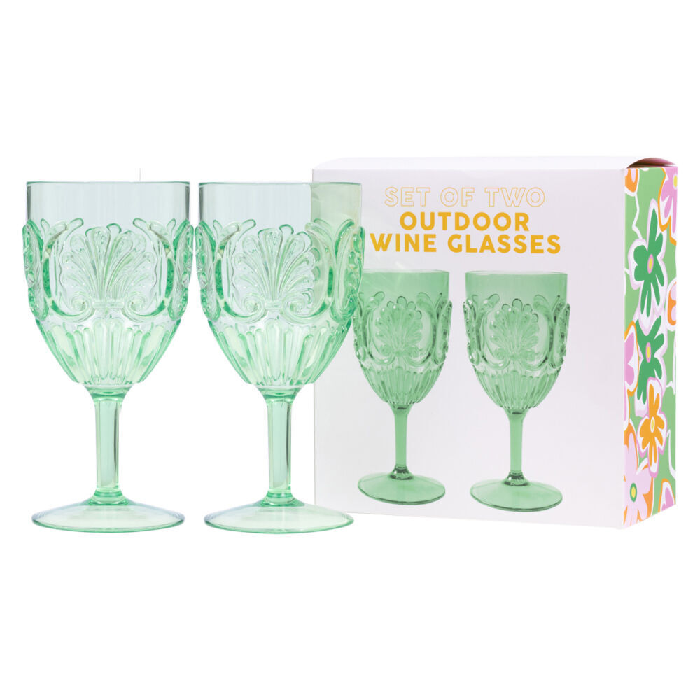 4x 2pc Splosh Summer Pop Outdoor Acrylic Wine Glass Set 390ml/19cm Green