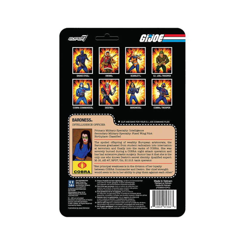 G.I. Joe Baroness ReAction 3.75" Kids Action Figure Toy
