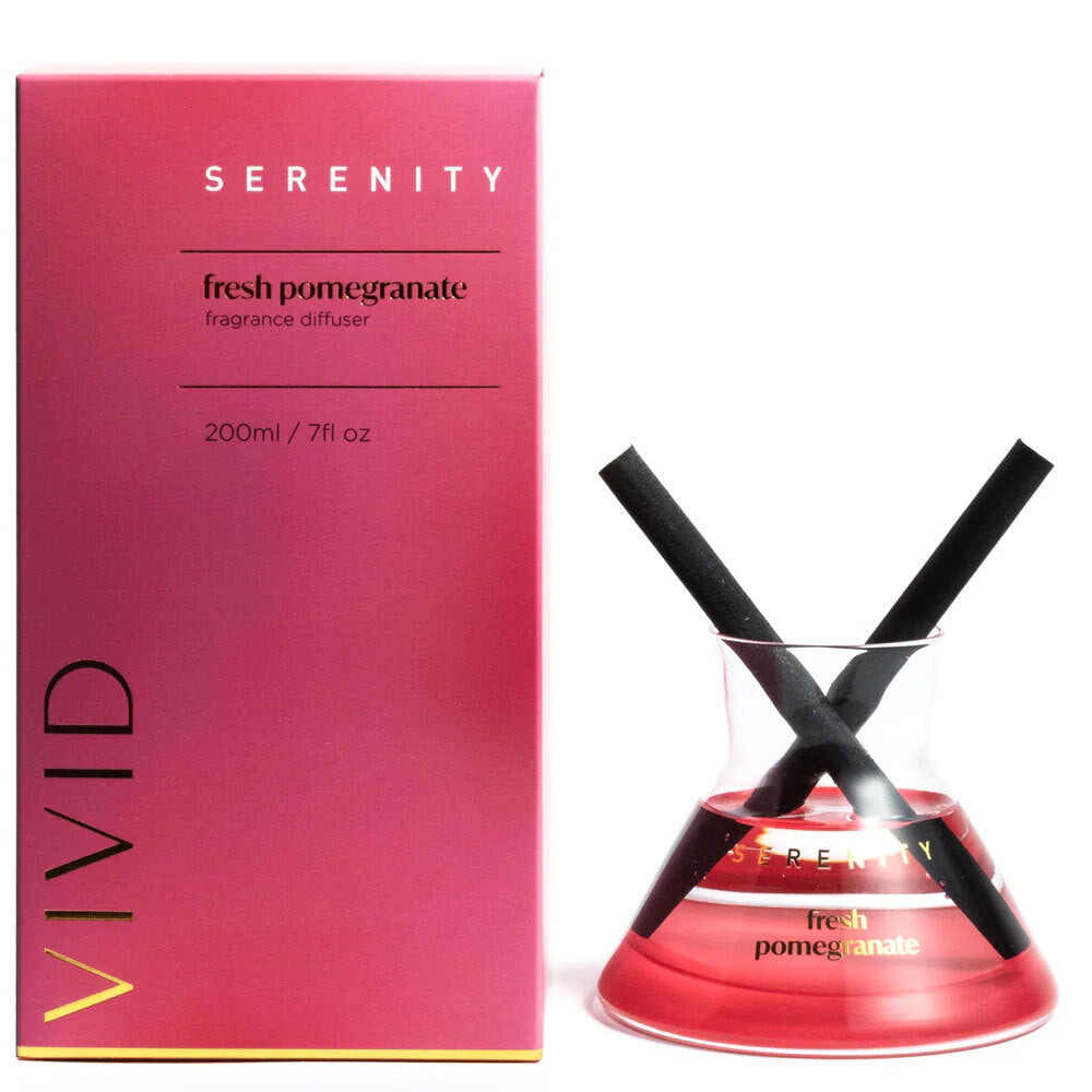Serenity Vivid Glass Diffuser In Box Fresh Pomegranate 200ml