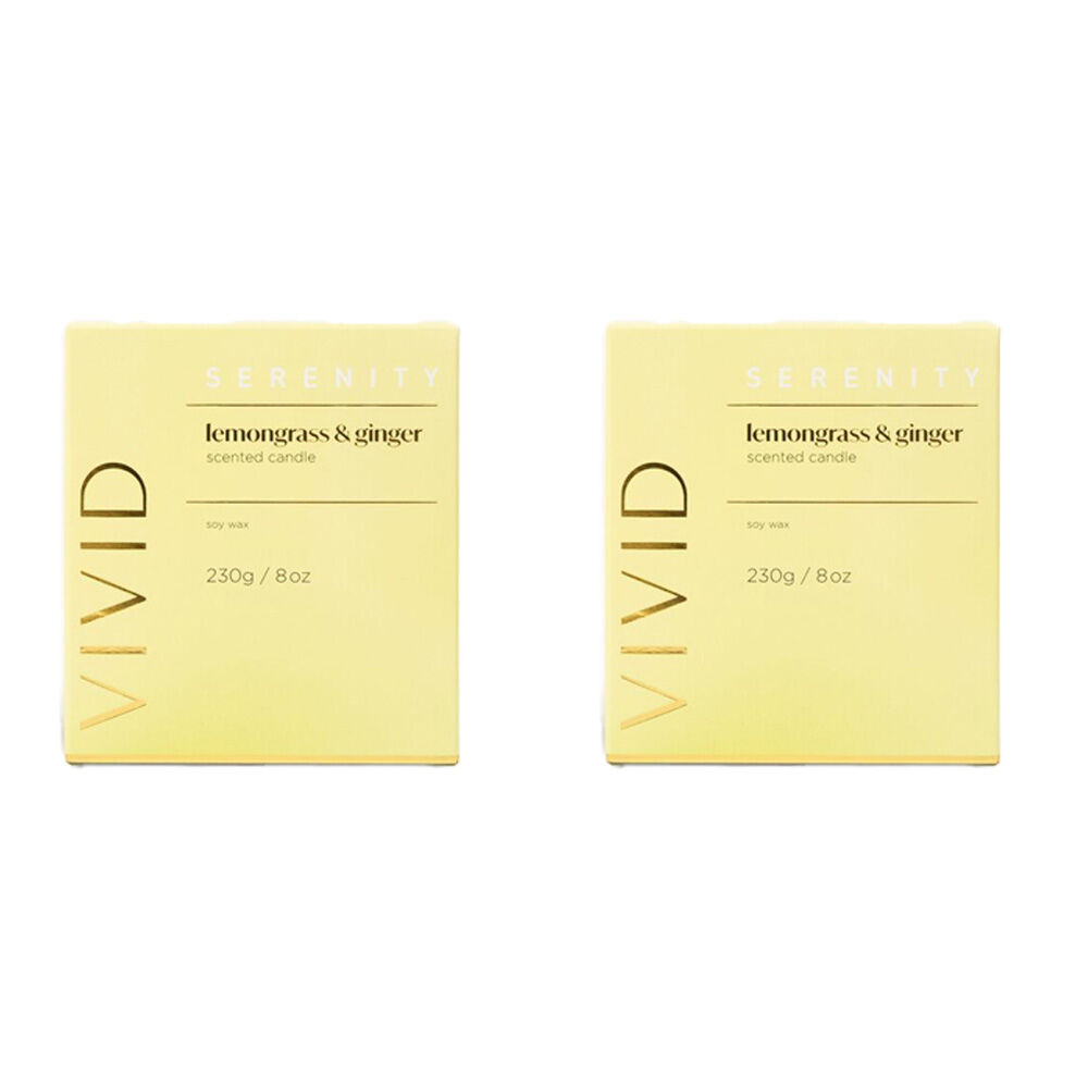 2PK Serenity Vivid Lemongrass and Ginger Scent Home Fragrance Candle Jar 230g