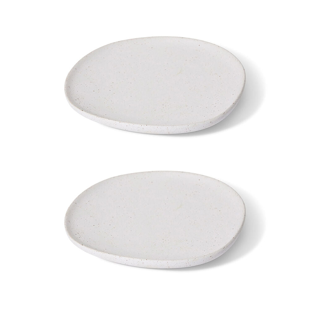 2PK E Style Ceramic Matias Plate Home Table Decor 21x3cm - Sandy/White