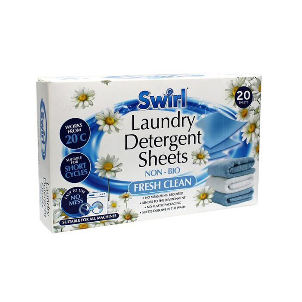 12x 20pc Swirl Laundry Detergent Cleaning Sheets - Fresh Clean