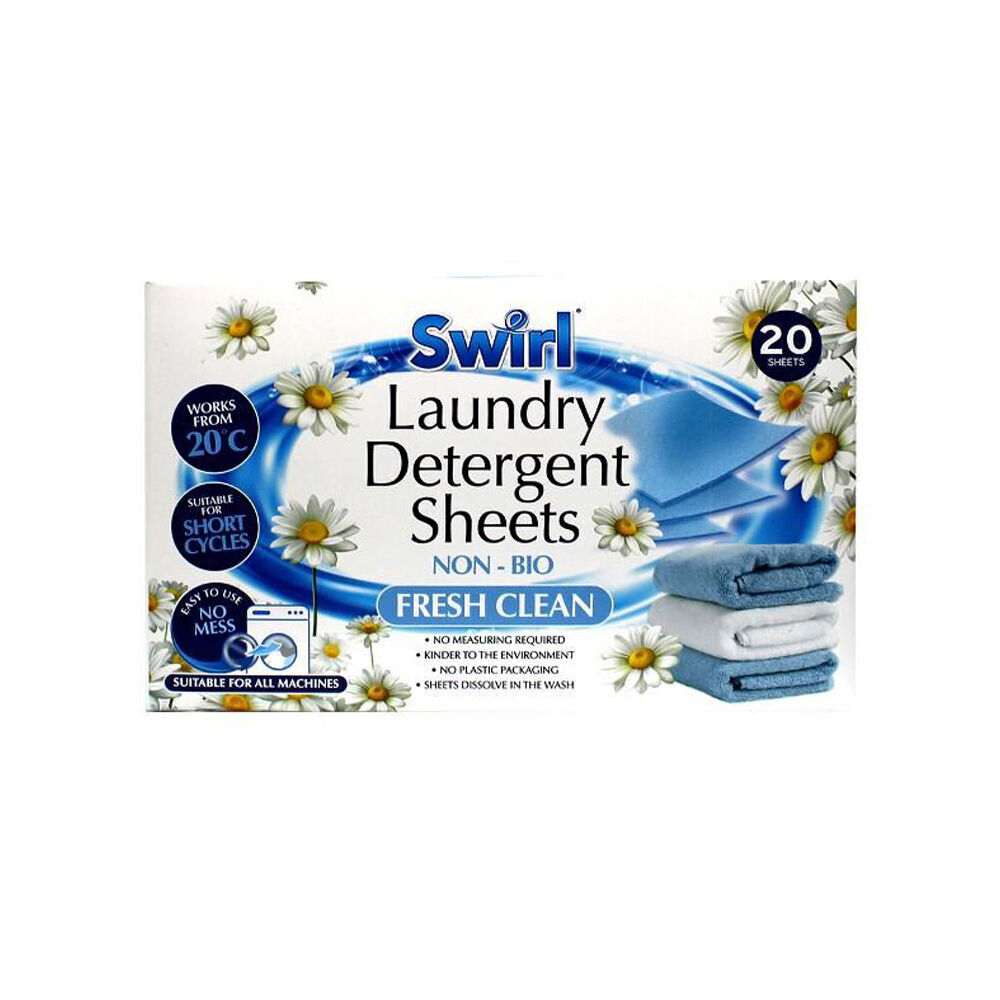 12x 20pc Swirl Laundry Detergent Cleaning Sheets - Fresh Clean