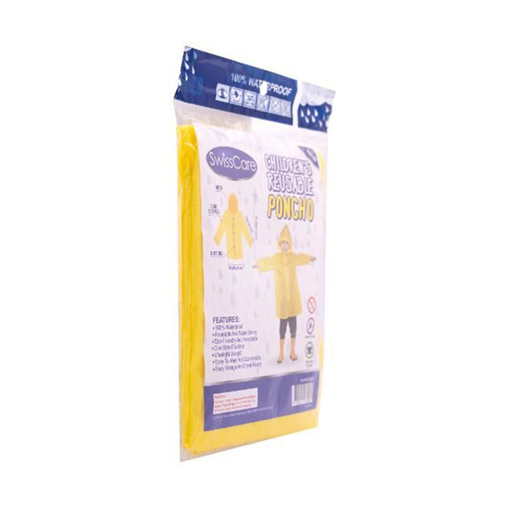 12PK SwissCare Reusable Kids Waterproof Rain Coat Jacket Yellow Assorted