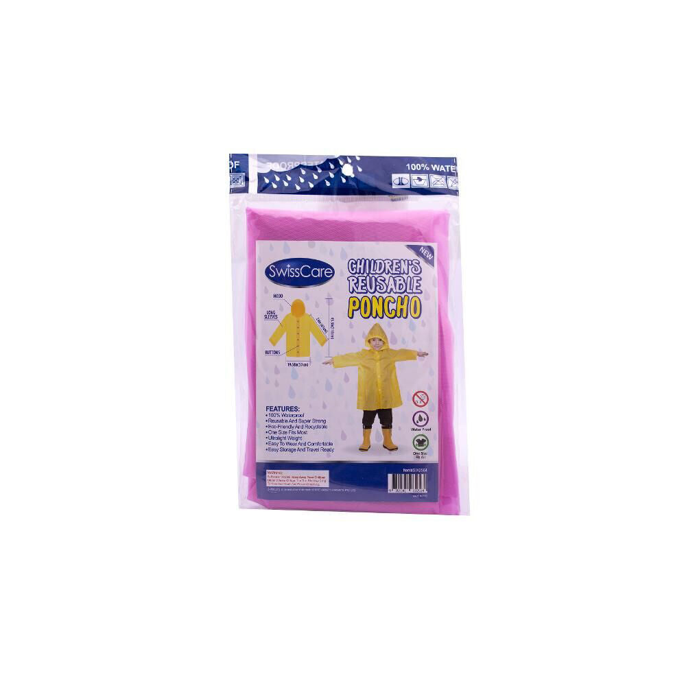 12PK SwissCare Reusable Kids Waterproof Rain Coat Jacket Yellow Assorted