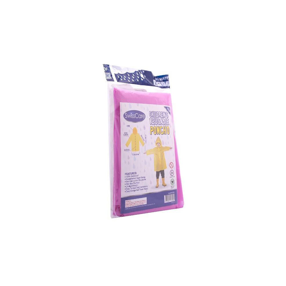12PK SwissCare Reusable Kids Waterproof Rain Coat Jacket Yellow Assorted