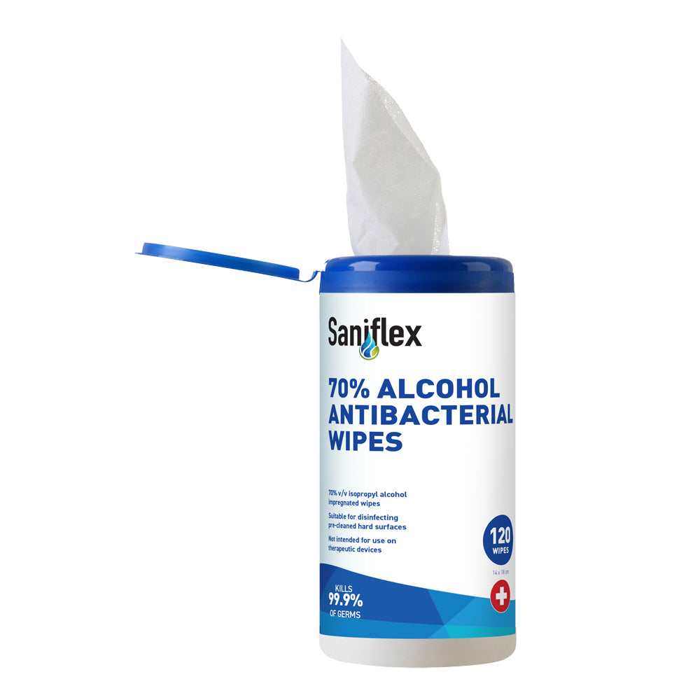 720pc Saniflex 70% Alcohol Antibacterial Wipes Canister