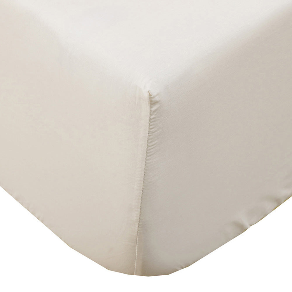 Bambury Size King Bed Plain Dyed Fitted Sheet Set Cream Home Bedding