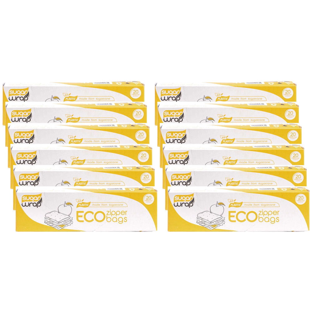 12x 20pc SugarWrap Eco-Zipper Food Bag Large Home Kitchen Storage