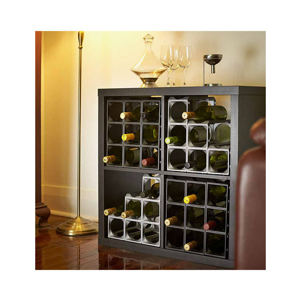 Stakrax 30 Bottle Modular Rack Plastic Kit Silver