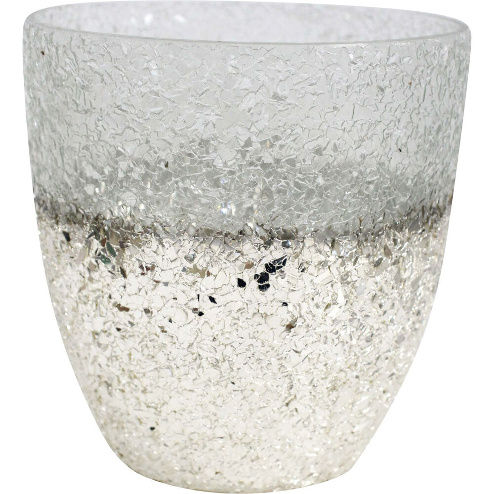 LVD Glass Votive Vase/Candle Holder Home Decor 15cm Crackle