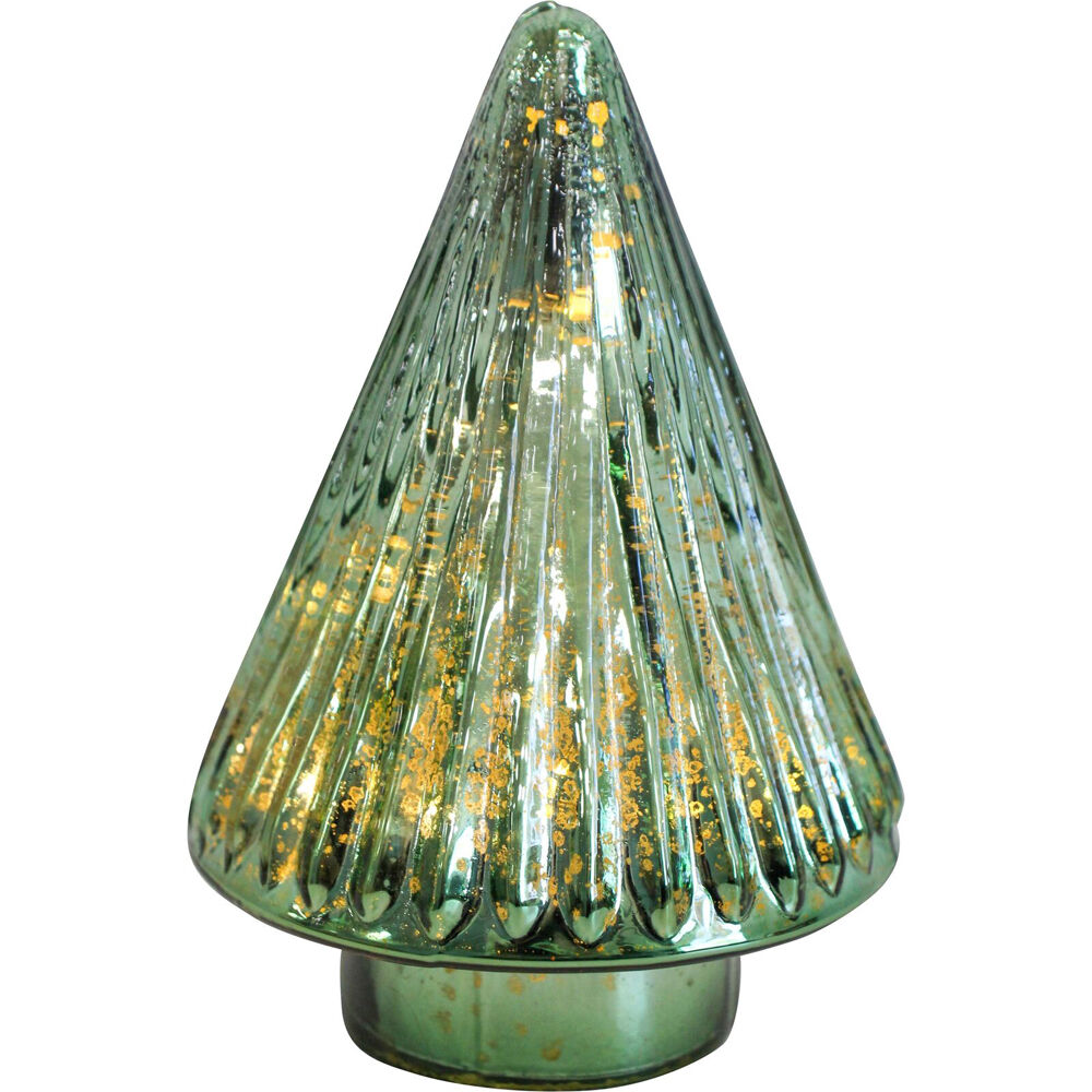 2PK LVD Glossy Glass LED Festive Christmas Tree Decor Small 9x9x14cm Laurel
