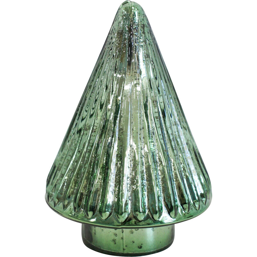 2PK LVD Glossy Glass LED Festive Christmas Tree Decor Small 9x9x14cm Laurel