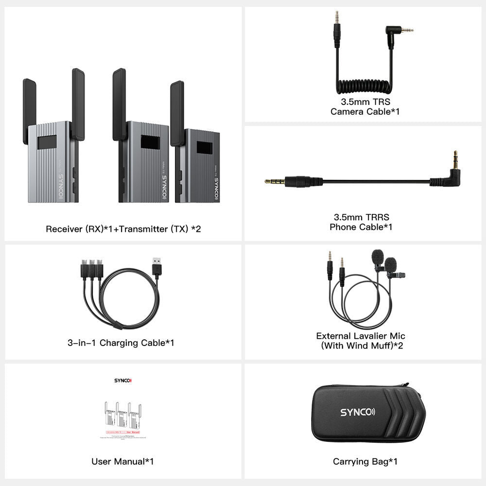3pc Synco UHF Wireless Lavalier Microphone System RX/TX Kit