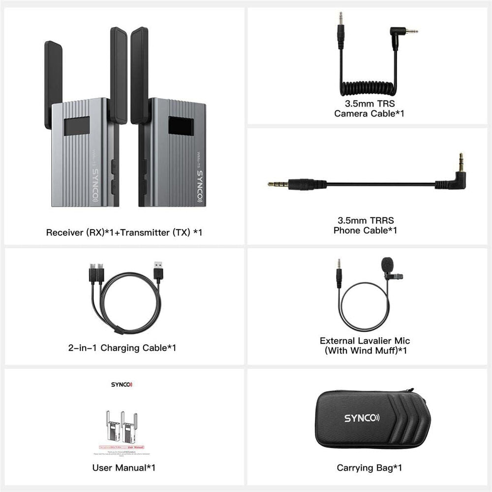 2pc Synco UHF Wireless Lavalier Microphone System RX/TX Kit