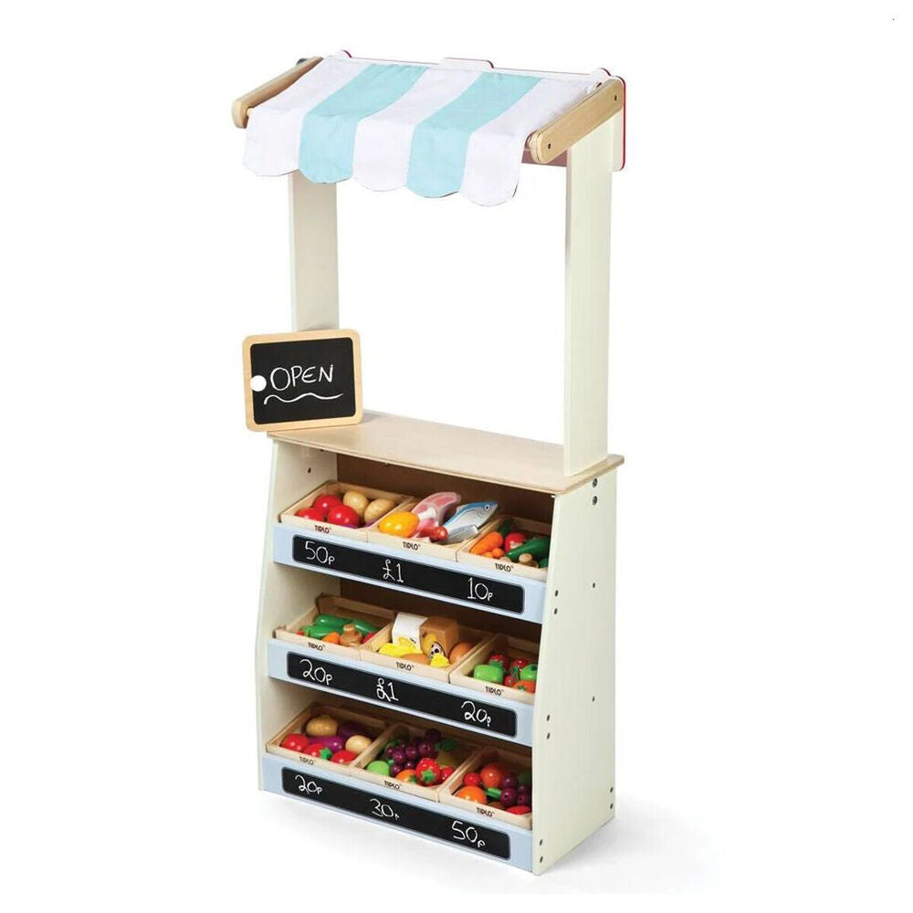 Tidlo Play Shop & Puppet Theatre Pretend Kids Wooden Toy 3y+
