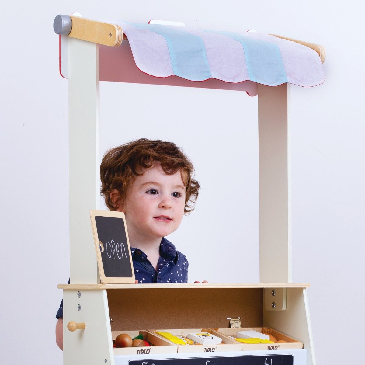 Tidlo Play Shop & Puppet Theatre Pretend Kids Wooden Toy 3y+