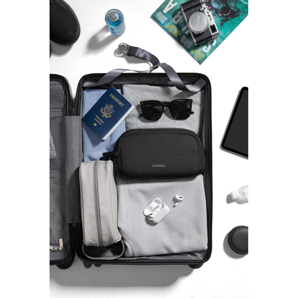 Tomtoc Dual Compartment Light Electronic Accessory Pouch 1.8L - Black