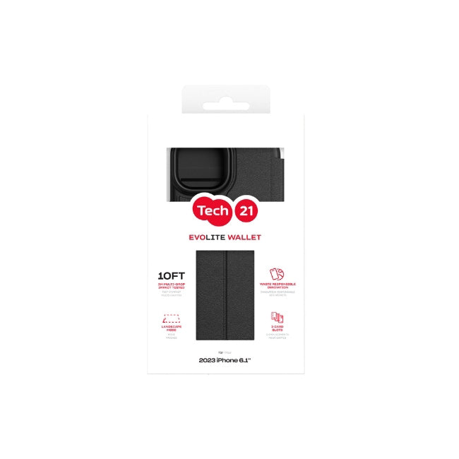 Tech21 EvoLite Wallet Mobile Case For Apple iPhone 15 Plus - Black