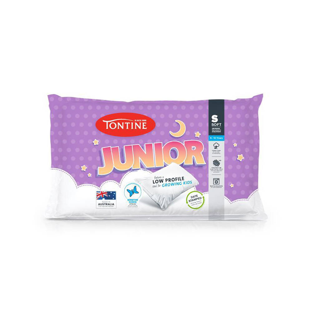 4PK Tontine Junior 6-10yrs Soft Pillow Low Profile