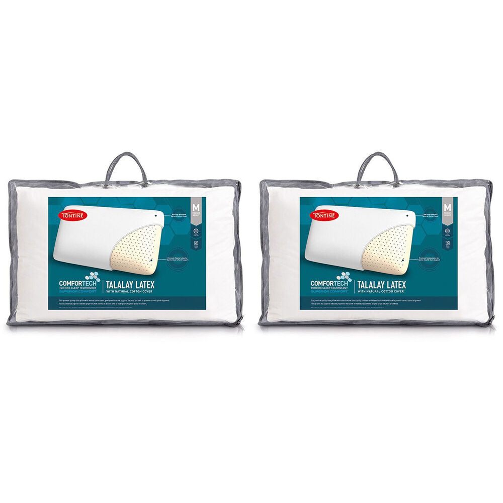 2PK Tontine Comfortech Talalay Latex Pillow Medium Height