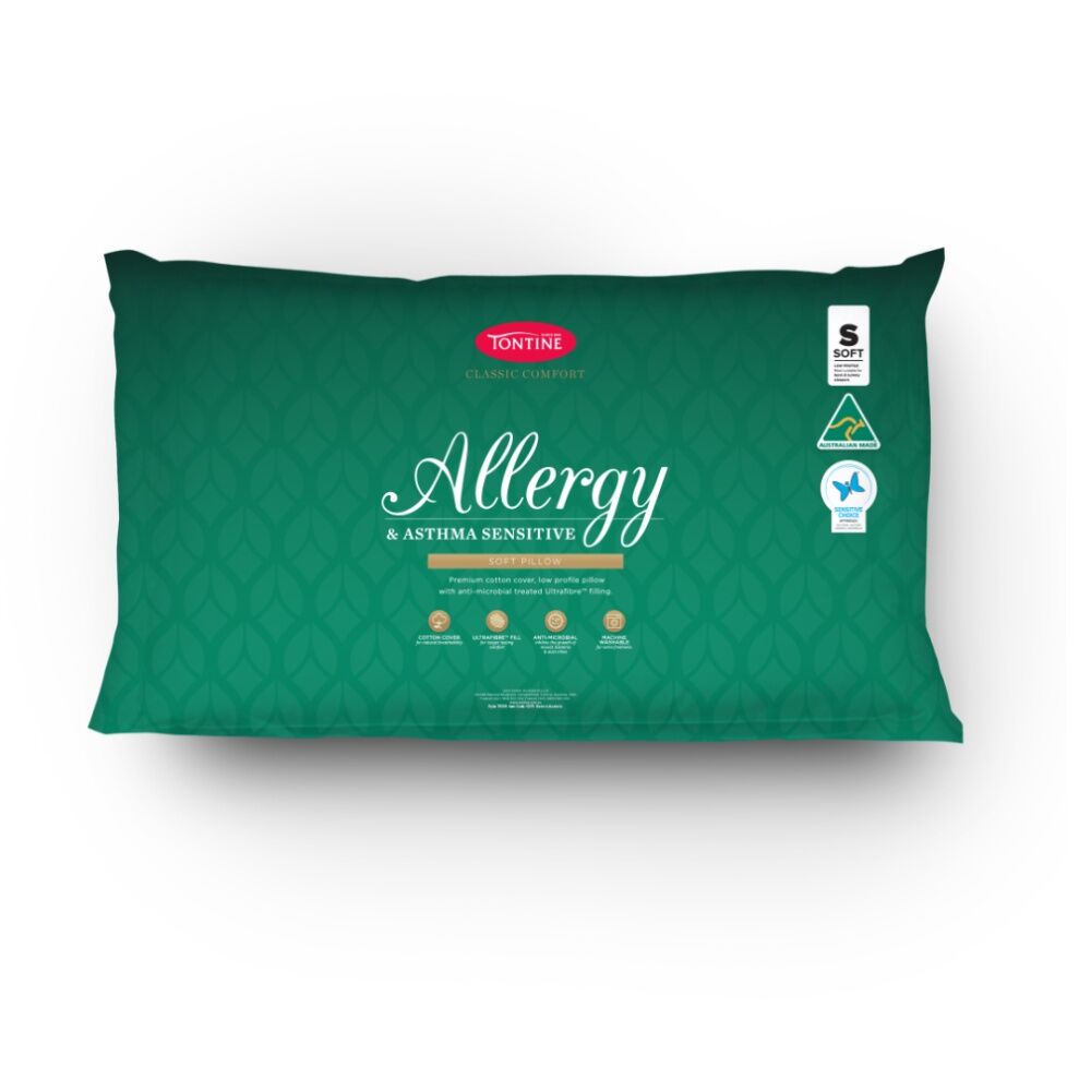 Tontine Classic Comfort Allergy & Asthma Sensitive Pillow Low Soft Standard
