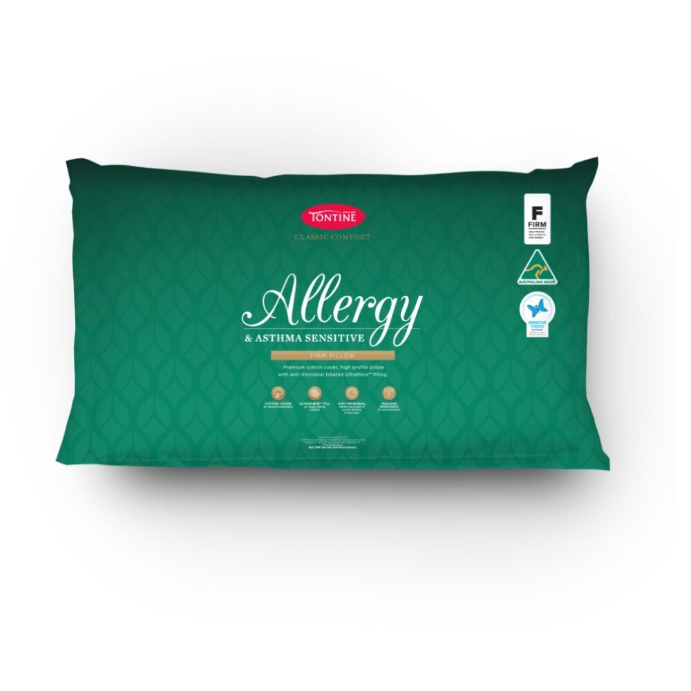 4PK Tontine Classic Comfort Allergy & Asthma Sensitive Pillow High Firm Standard