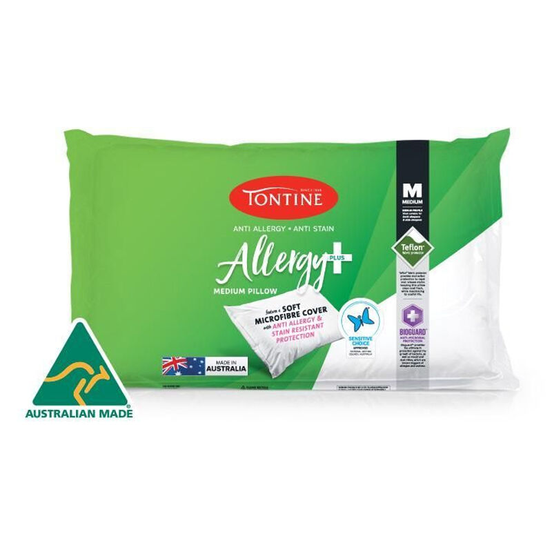 4PK Tontine Allergy Plus Pillow Medium Profile