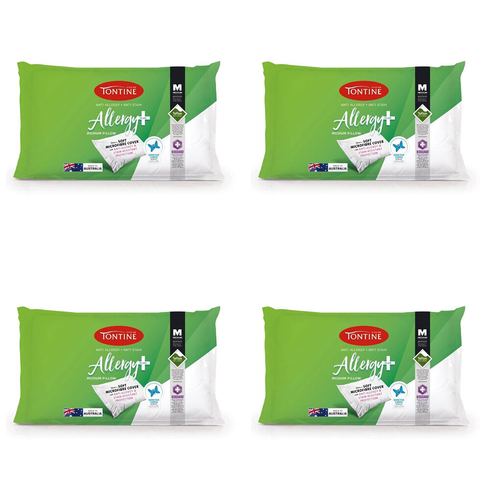 4PK Tontine Allergy Plus Pillow Medium Profile