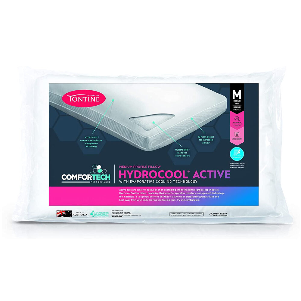 4PK Tontine Comfortech Hydrocool Active Pillow Medium Profile
