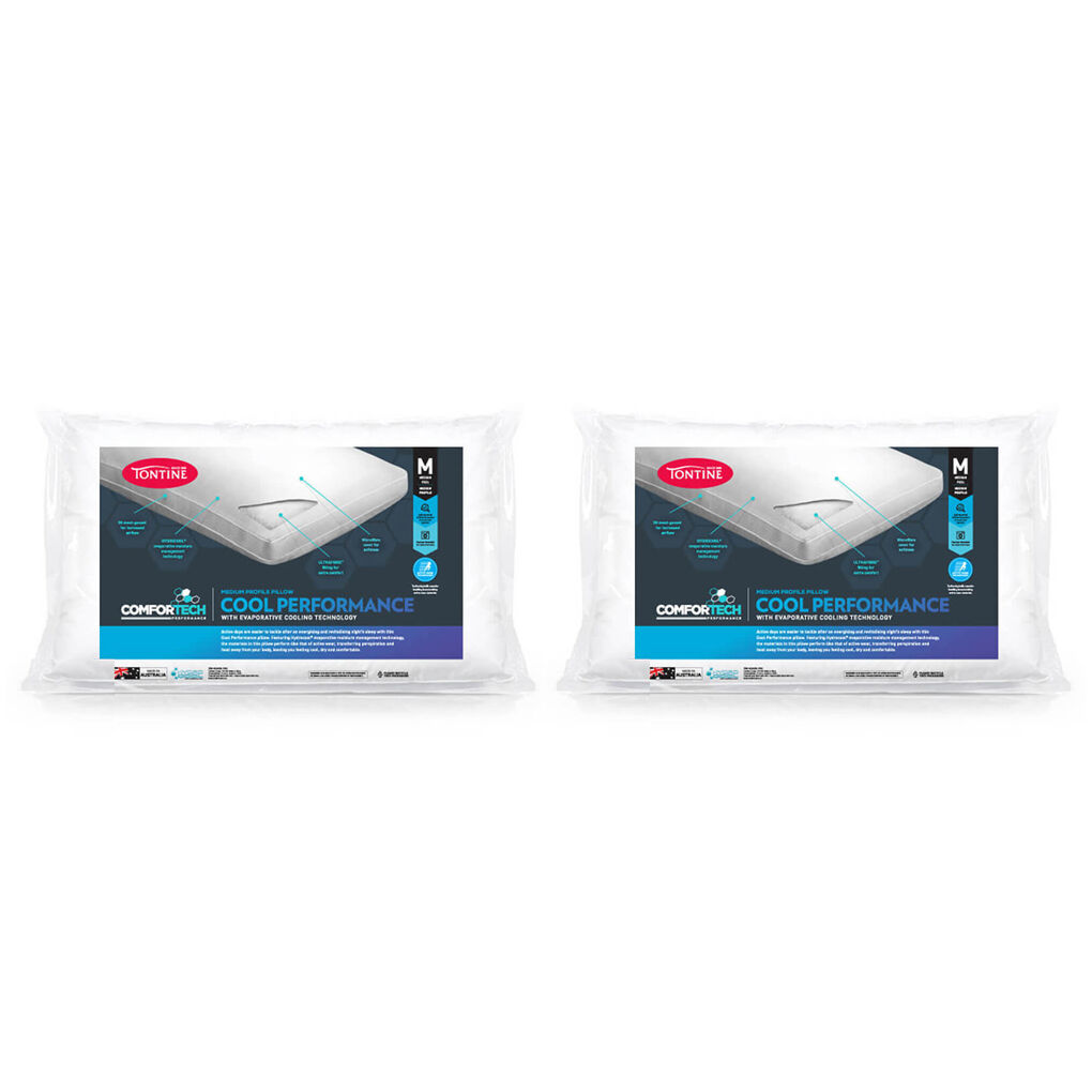 2PK Tontine Comfortech Cool Performance Sleeping Pillow - Medium