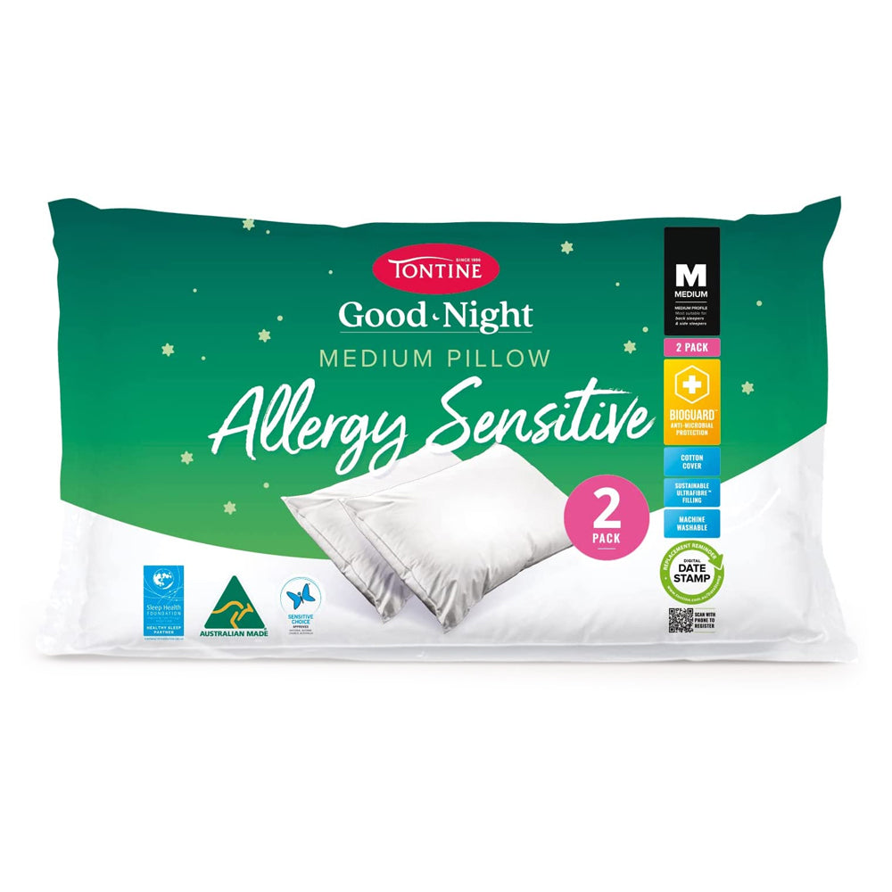 2pc Tontine Good Night Allergy Pillow Medium Profile