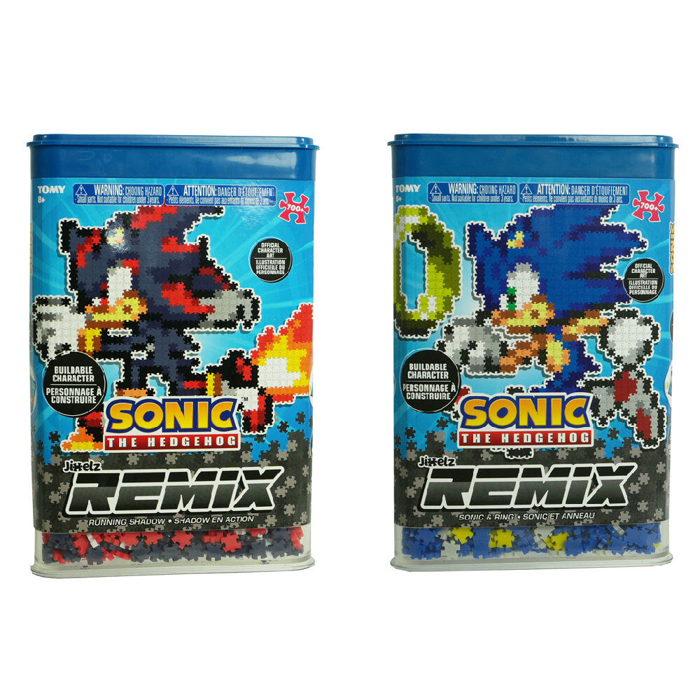 750pc Jixelz Remix Sonic the Hedgehog + Ring and 750pc Shadow Puzzle Set 8y+