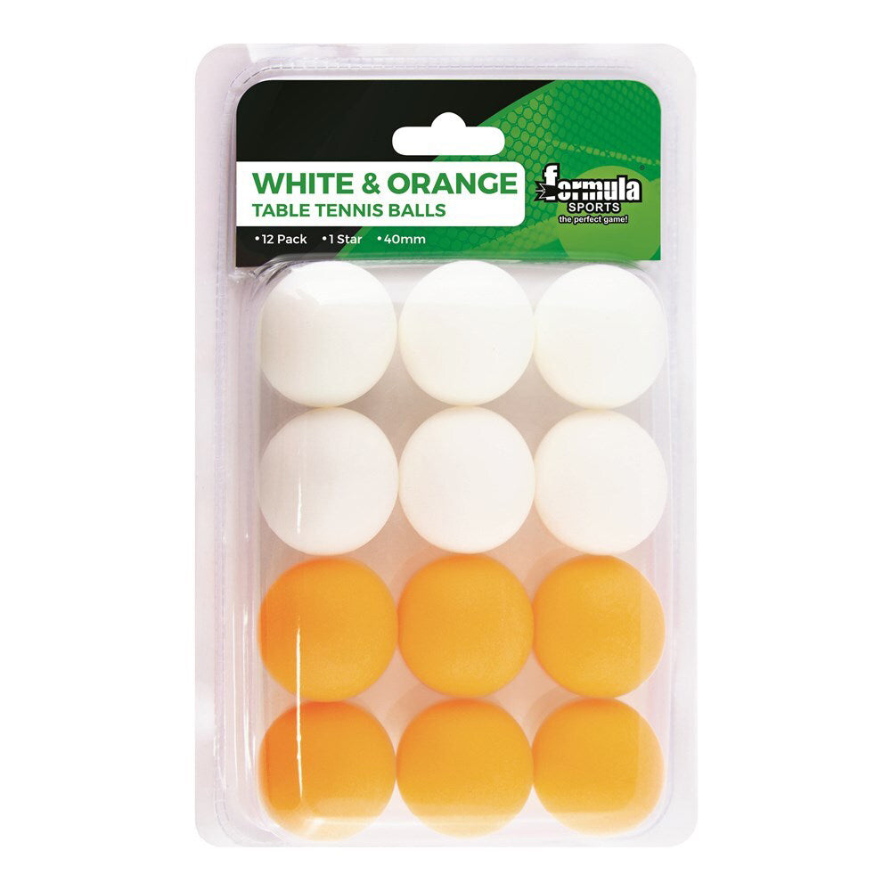 2x 12pc Formula Sports 4cm Table Tennis Balls - White/Orange